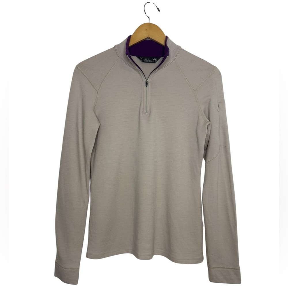Ibex Rambouillet Wool Sweater Mid Layer 1/4 Zip Pullover Two Tone Medium